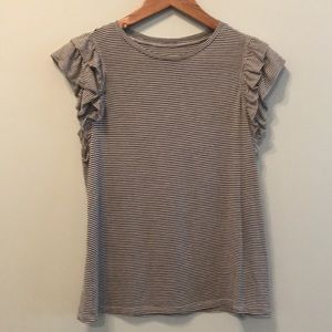 DONATED A New Day Black & White Striped Frill Tank